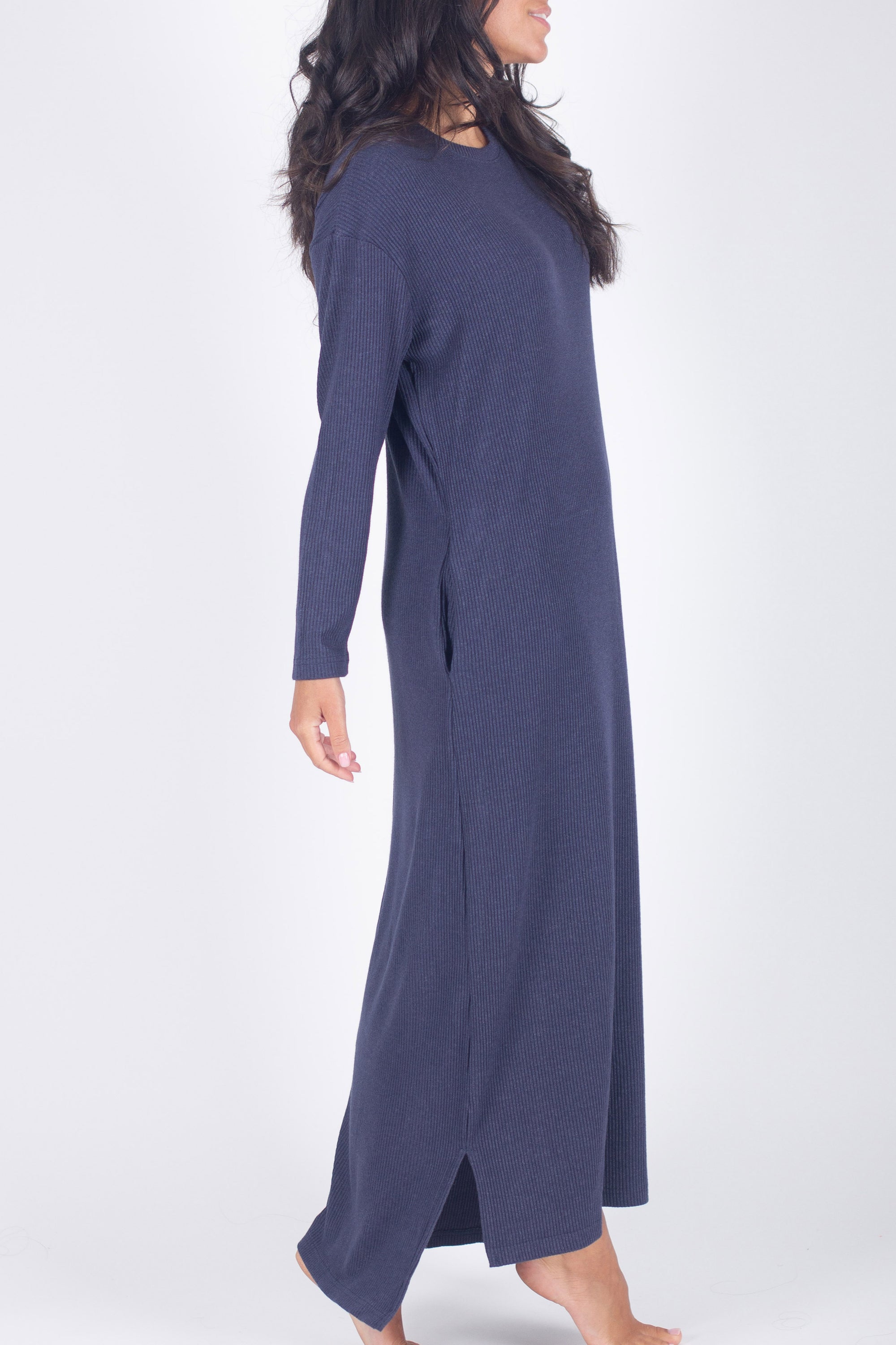 REESE DRESS LONG SLEEVE (NAVY) - Yakira Bella