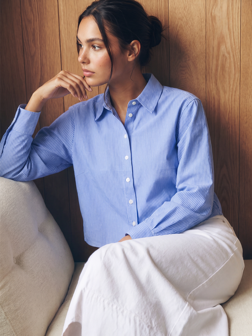 Gina Top (Blue Stripe) + Emma Skirt (White)
