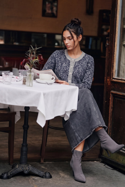 Mabel Cardigan (Grey Navy)