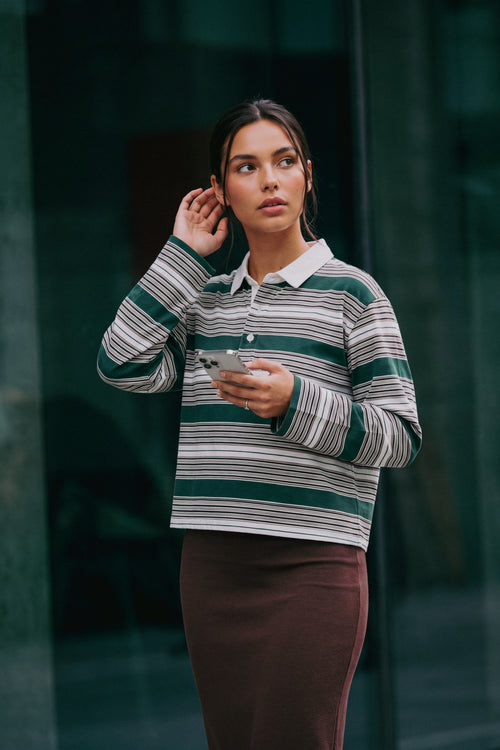 Bennie Top (Green Brown) + Medina Skirt (Dark Brown)