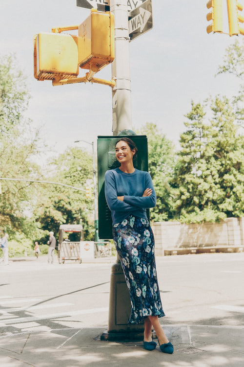 Priya Top (Teal Navy) + Christa Skirt (Black Ground)