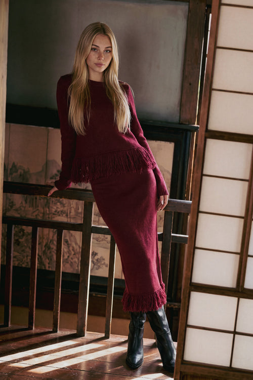 Perry Top (Burgundy) + Perry Skirt (Burgundy)