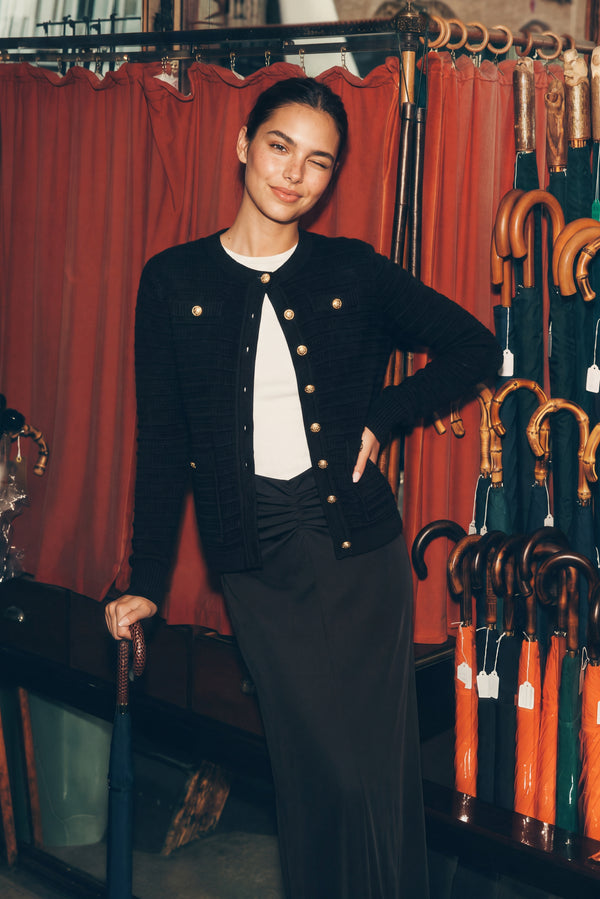 Carmela Cardigan (Black) + Myla Skirt (Black)