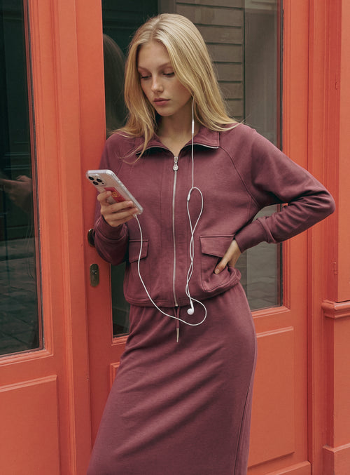 Mina Zip Up Jacket (Plum) + Mina Skirt 35" (Plum)