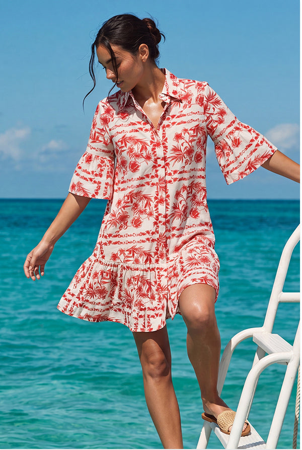 Lola Dress (White Red)