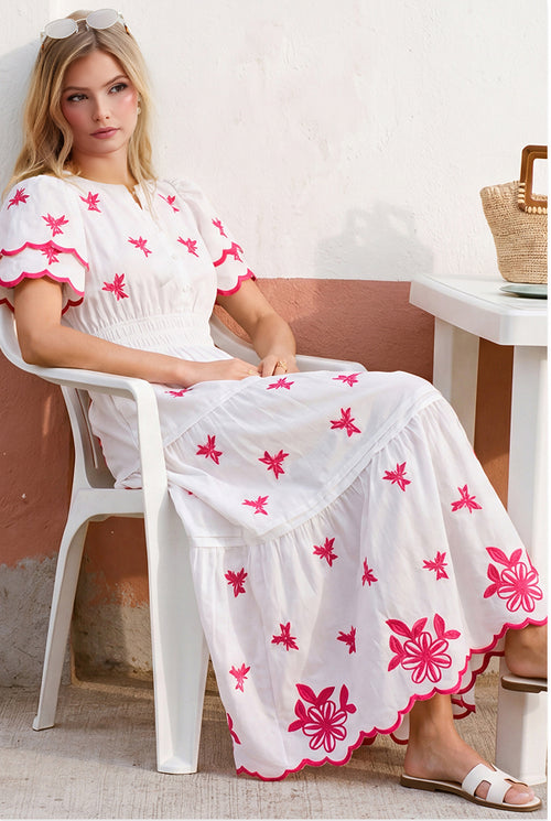 Estelle Dress (White Pink)