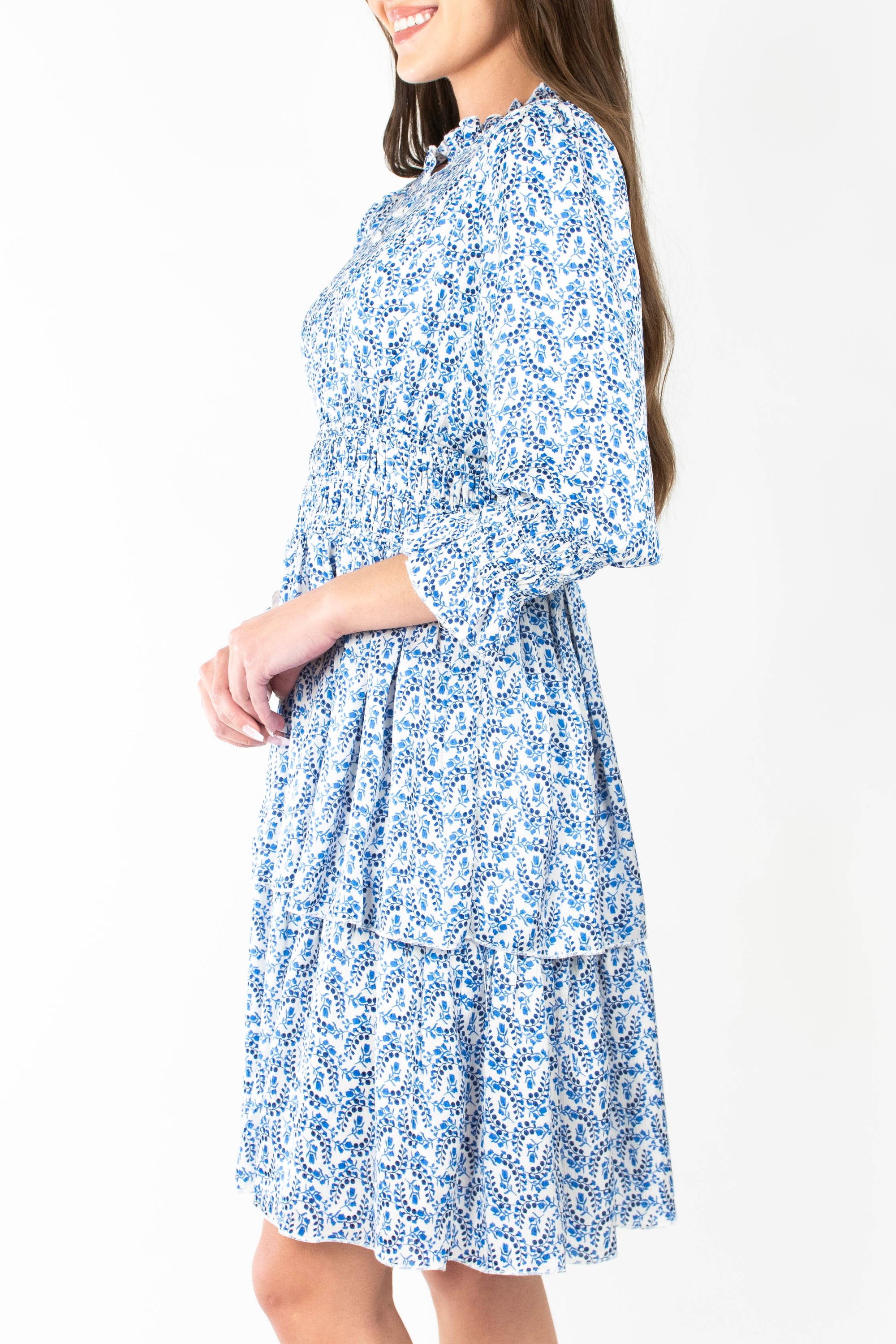 LUNA DRESS (BLUE/WHITE) 39&quot;