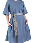 ZAHRA DRESS (GREY/BLUE) 41"