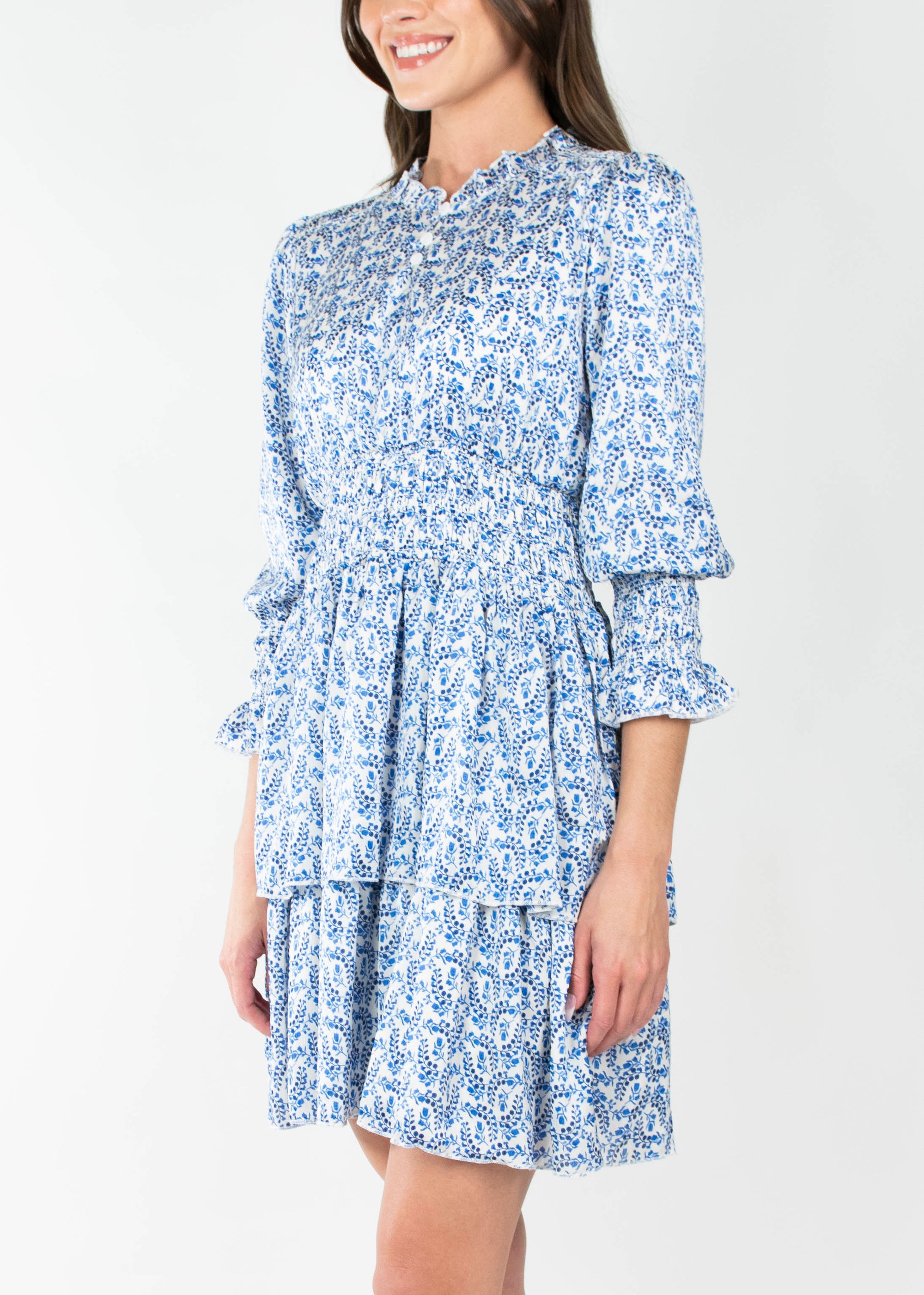 LUNA DRESS (BLUE/WHITE) 36&quot;