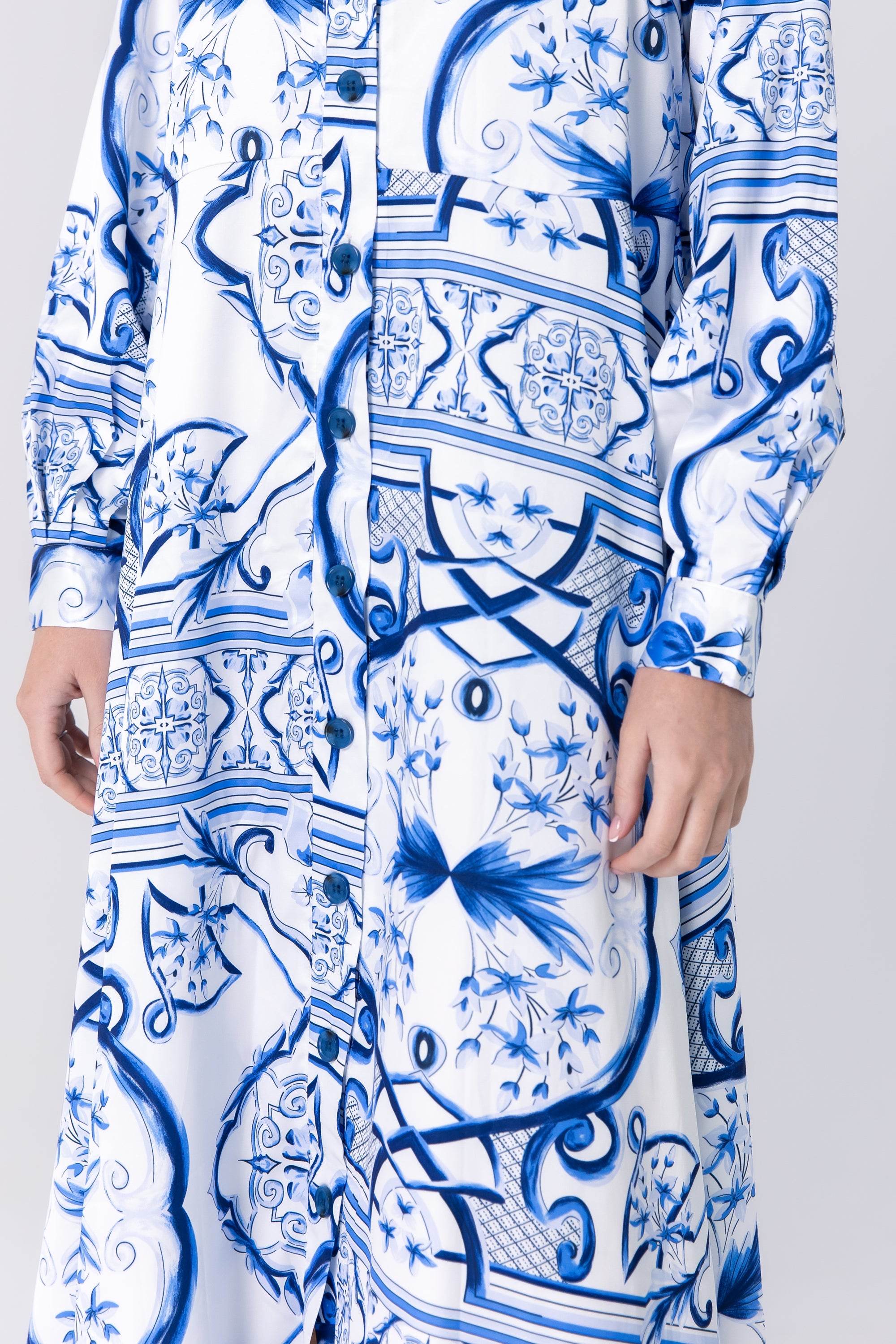 ALINA DRESS (WHITE/BLUE) 38&quot;
