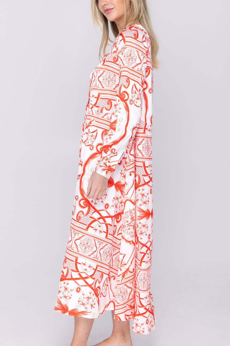 ALINA DRESS (WHITE/RED) 49"