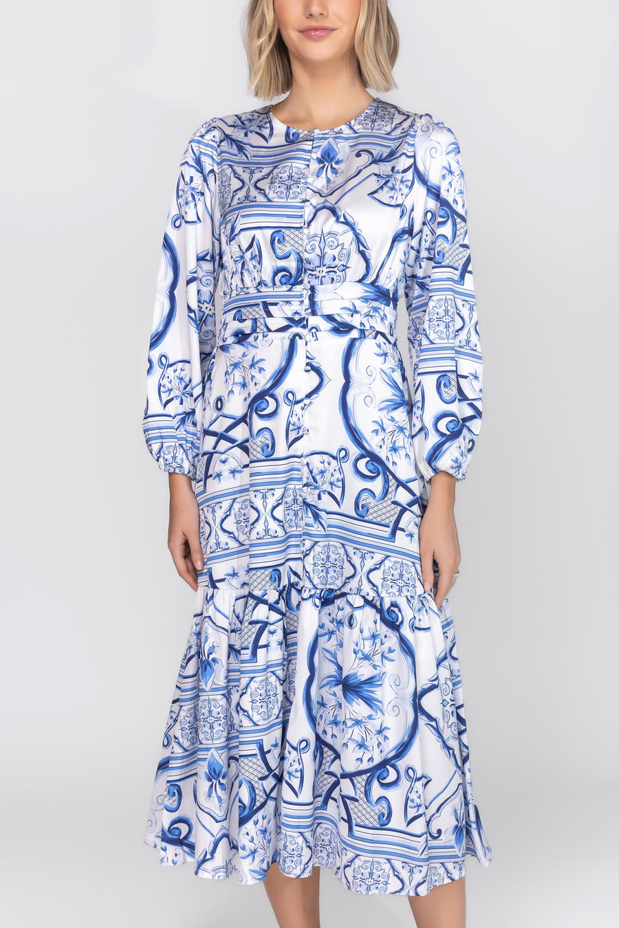 GWENYTH DRESS (WHITE/BLUE)