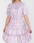ZENA DRESS Short Sleeve (LILAC FLOWER) 39"