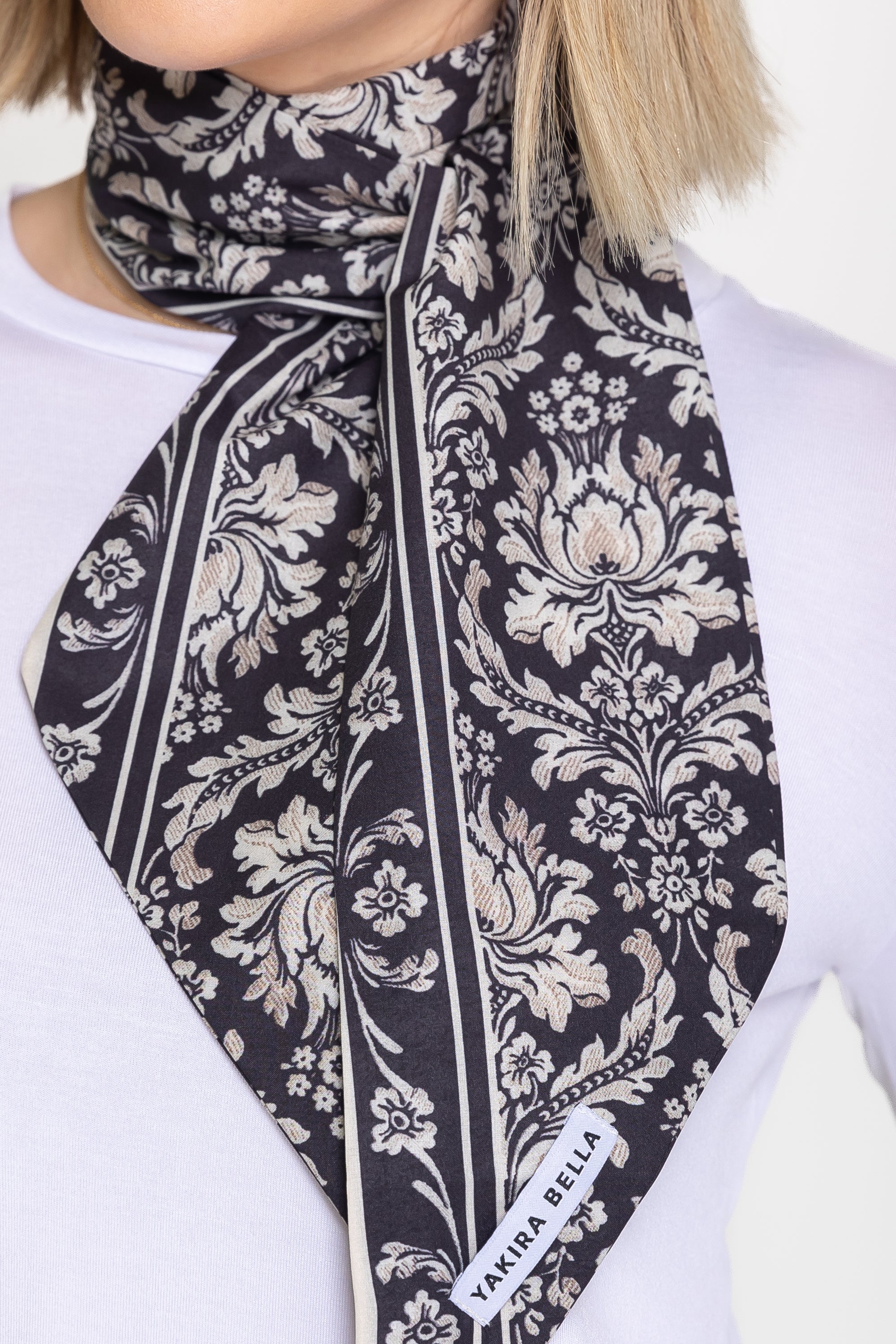 HAIR SCARF (BLACK/BEIGE) - Yakira Bella