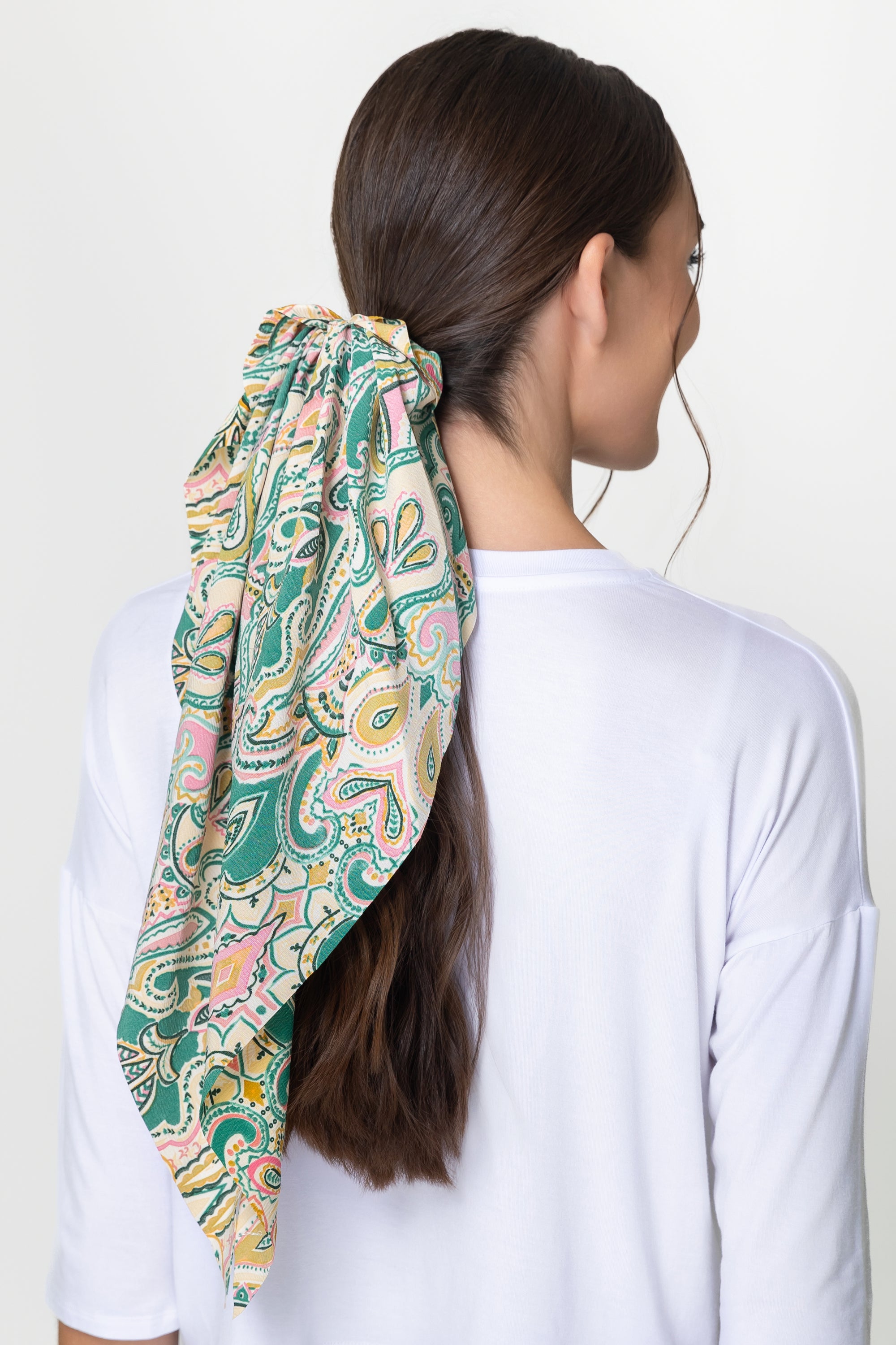 HAIR SCRUNCHIE SCARF (GREEN/YELLOW) - Yakira Bella