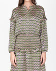 EMILY DRESS Long Sleeve (GREEN PATTERN) 37"