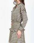 EMILY DRESS Long Sleeve (GREEN PATTERN) 37"