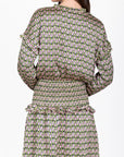 EMILY DRESS Long Sleeve (GREEN PATTERN) 37"