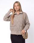 Alani Zip Up Jacket (Grey) - Top - Yakira Bella