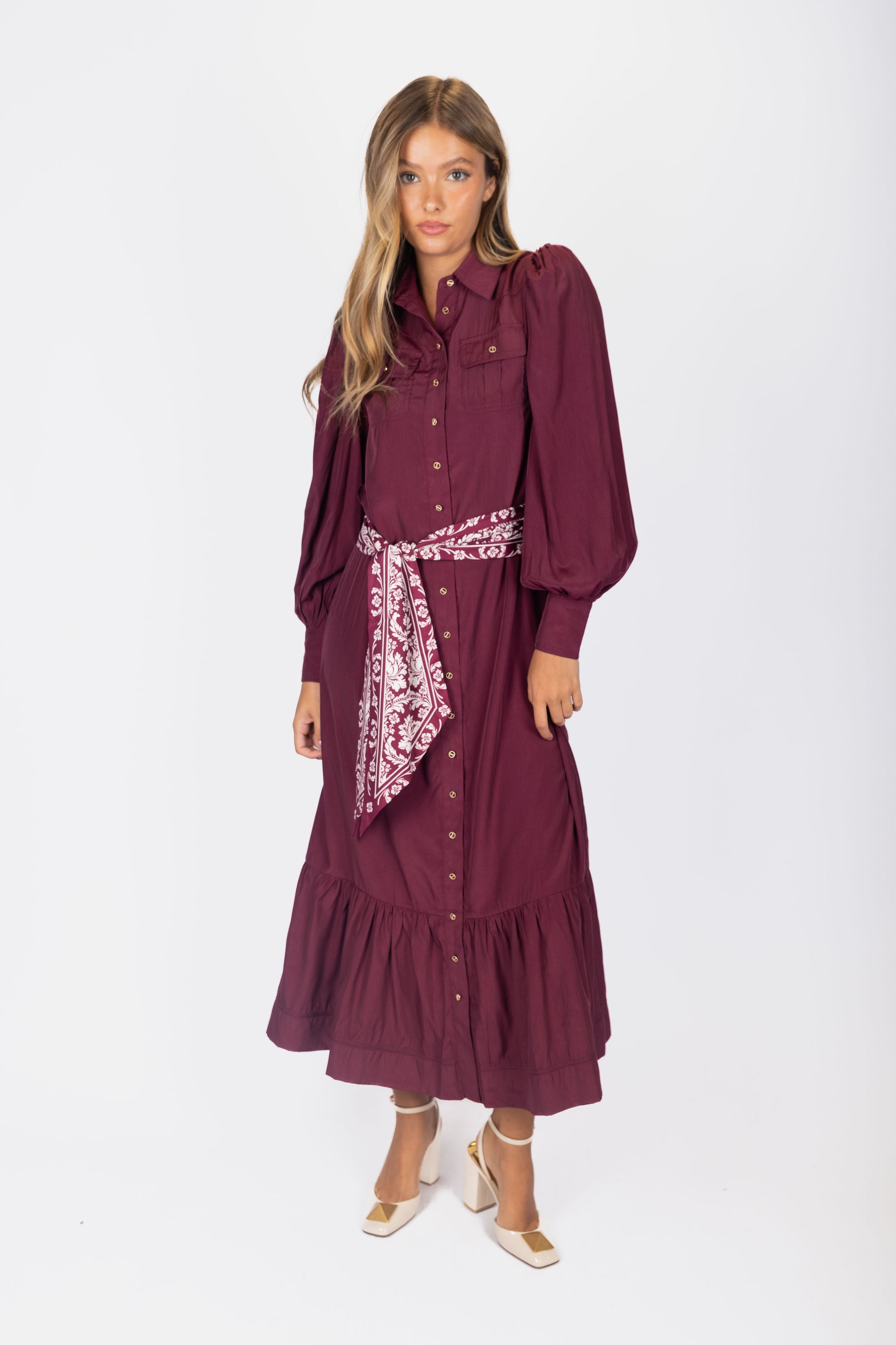 Alex Dress 53&quot; (Burgundy) - Dress - Yakira Bella