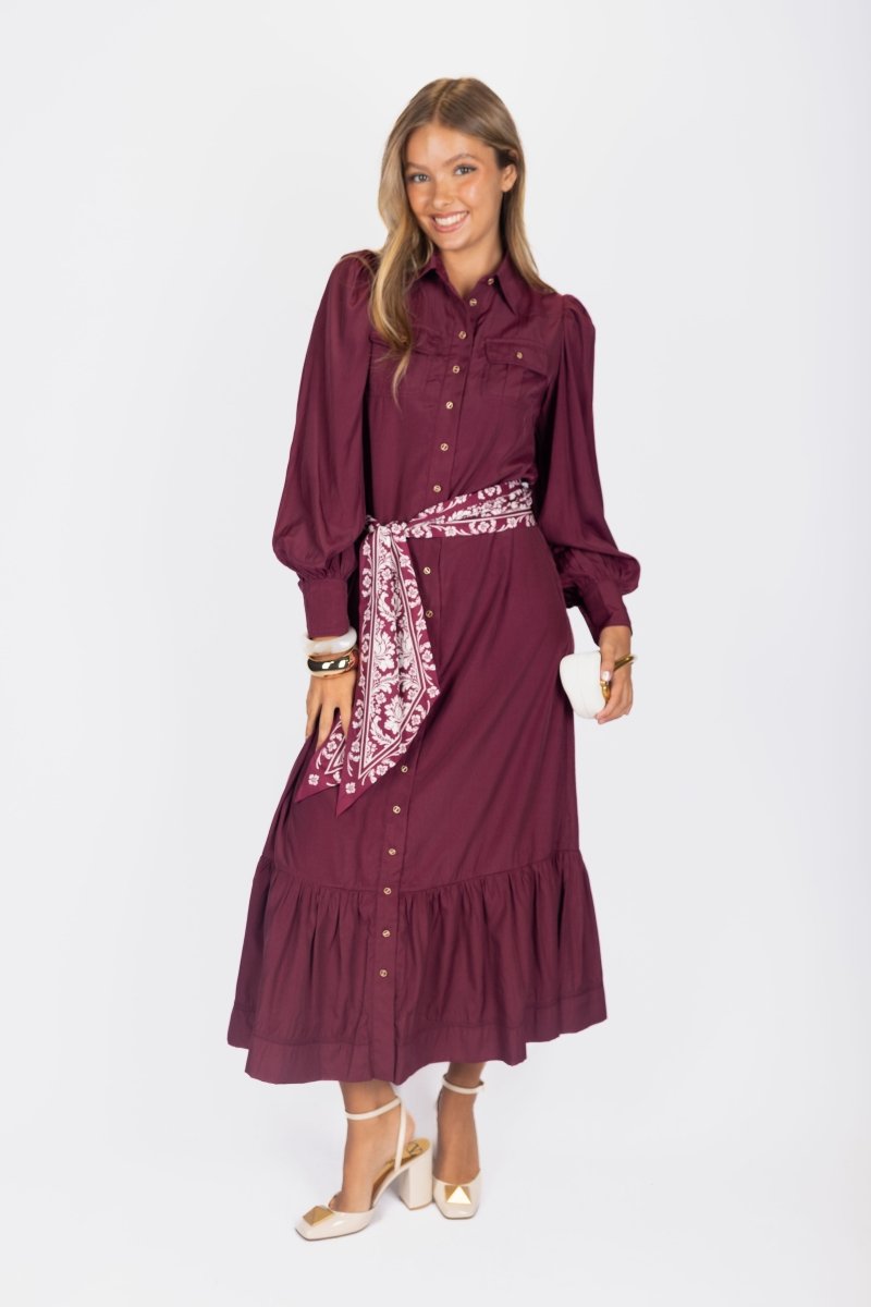 Alex Dress 53&quot; (Burgundy) - Dress - Yakira Bella