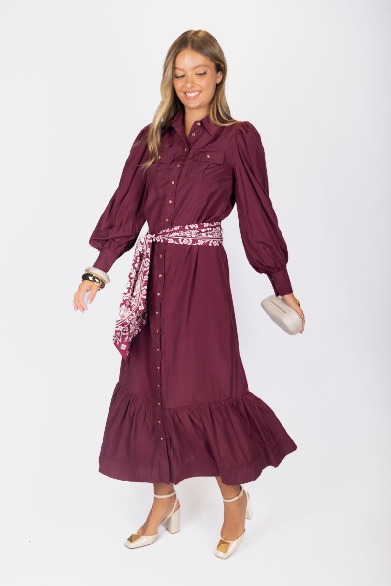 Alex Dress 53&quot; (Burgundy) - Dress - Yakira Bella