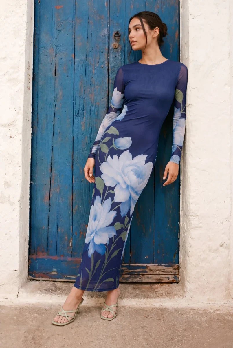Alia Dress (Navy Ground) - Dress - Yakira Bella