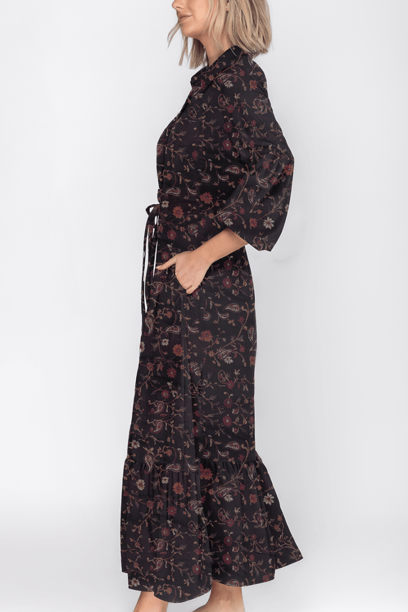 Alice Dress Long Sleeve 53&quot; (Black Pattern) - Dress - Yakira Bella