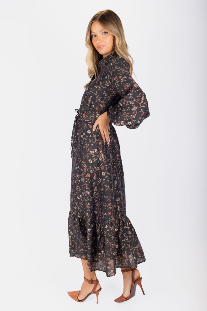 Alice Dress Long Sleeve 53&quot; (Black Pattern) - Dress - Yakira Bella