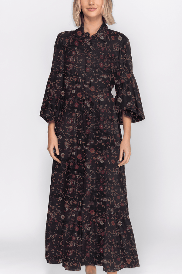 Alice Dress Long Sleeve 53" (Black Pattern) - Dress - Yakira Bella