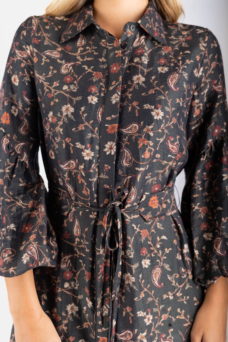 Alice Dress Long Sleeve 53&quot; (Black Pattern) - Dress - Yakira Bella