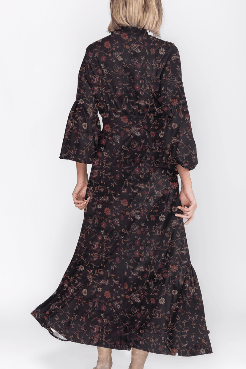 Alice Dress Long Sleeve 53&quot; (Black Pattern) - Dress - Yakira Bella