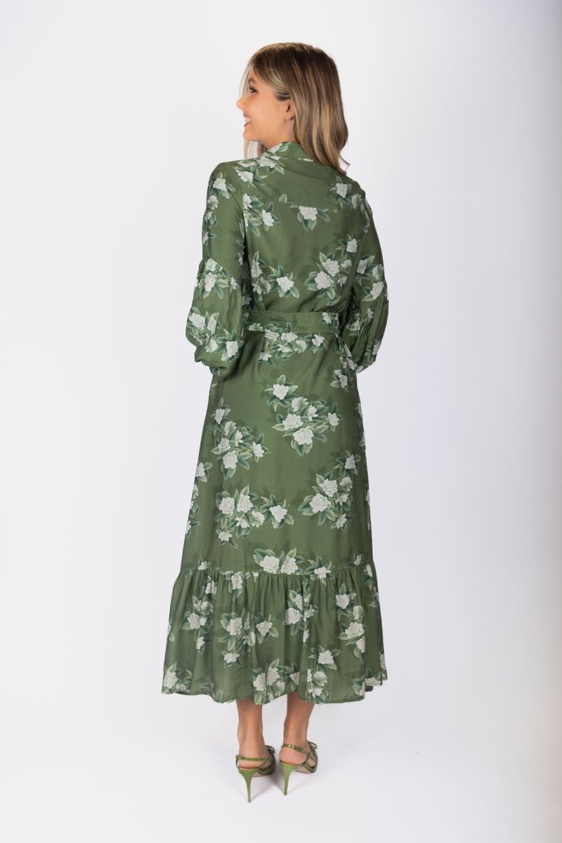 Alice Dress Long Sleeve 53&quot; (Green Ground) - Dress - Yakira Bella