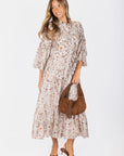 Alice Dress Long Sleeve 53" (Ivory Pattern) - Dress - Yakira Bella