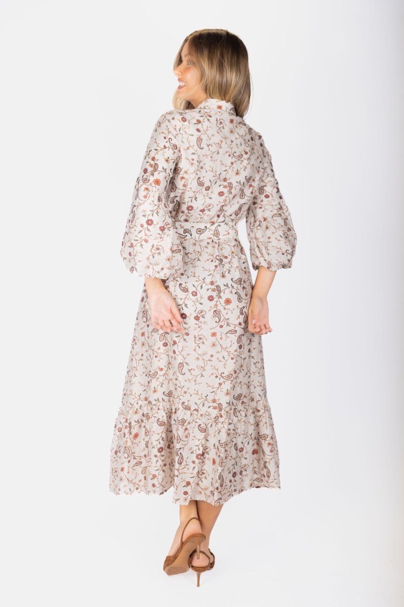 Alice Dress Long Sleeve 53&quot; (Ivory Pattern) - Dress - Yakira Bella