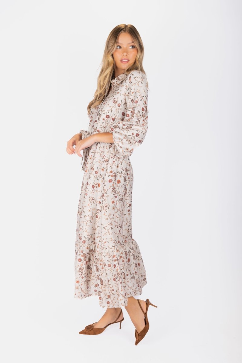 Alice Dress Long Sleeve 53&quot; (Ivory Pattern) - Dress - Yakira Bella