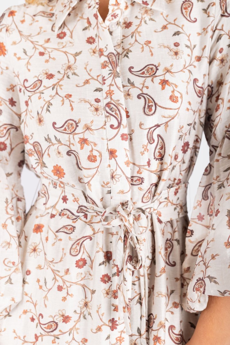 Alice Dress Long Sleeve 53&quot; (Ivory Pattern) - Dress - Yakira Bella