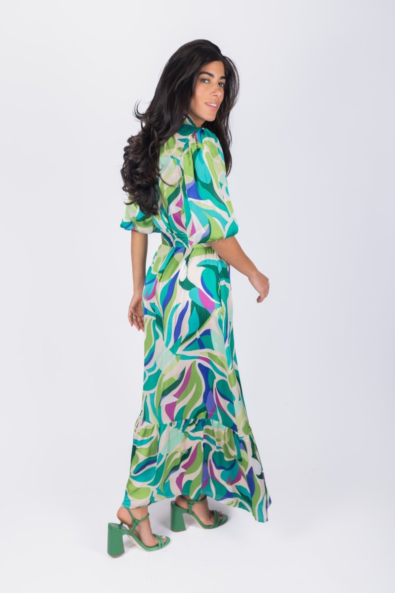 Alice Dress Short Sleeve (Green/Multi) - Dress - Yakira Bella