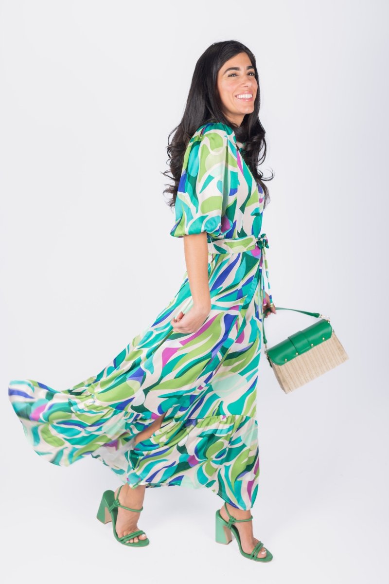 Alice Dress Short Sleeve (Green/Multi) - Dress - Yakira Bella