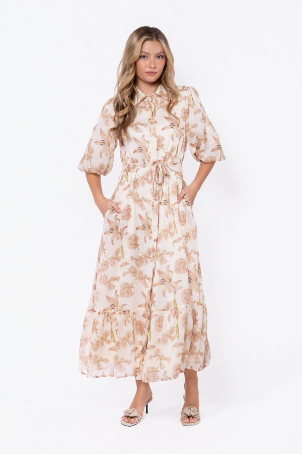 Alice Dress Short Sleeve (Ivory Khaki) - Dress - Yakira Bella