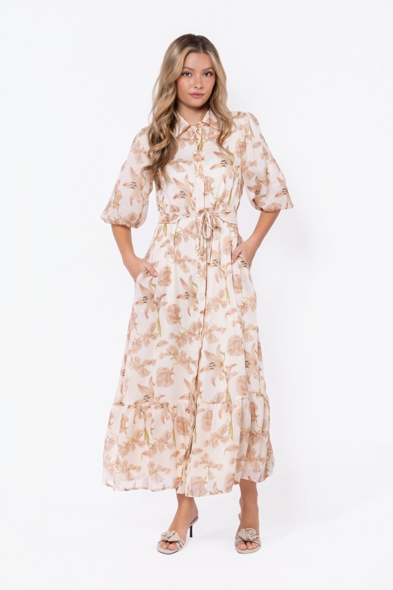 Alice Dress Short Sleeve (Ivory Khaki) - Dress - Yakira Bella