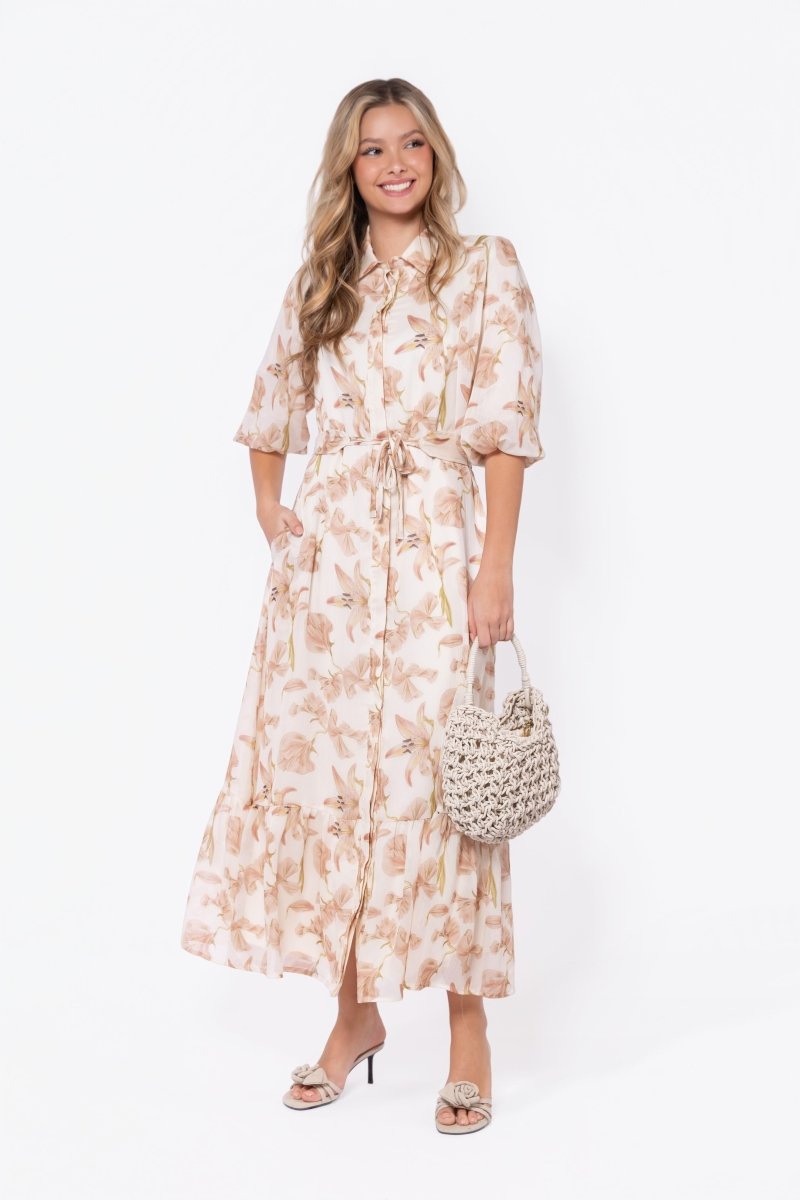 Alice Dress Short Sleeve (Ivory Khaki) - Dress - Yakira Bella