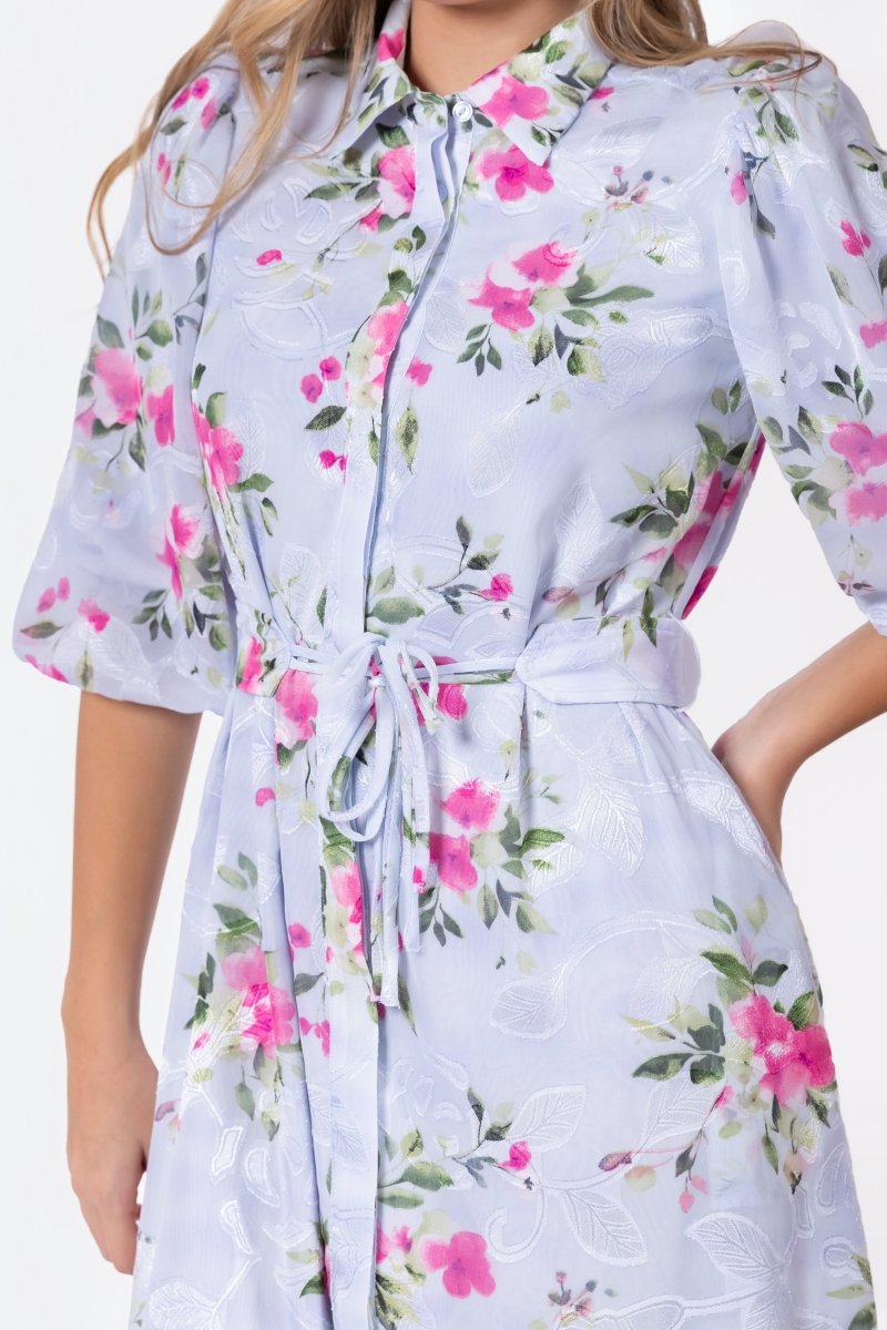 Alice Dress Short Sleeve (Light Blue Flower) - Dress - Yakira Bella