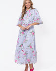 Alice Dress Short Sleeve (Light Blue Flower) - Dress - Yakira Bella