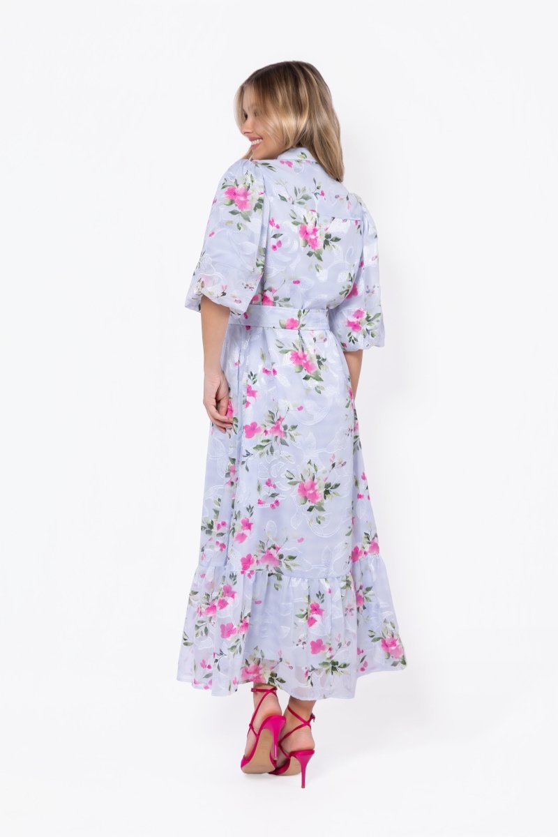 Alice Dress Short Sleeve (Light Blue Flower) - Dress - Yakira Bella