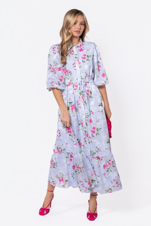 Alice Dress Short Sleeve (Light Blue Flower) - Dress - Yakira Bella