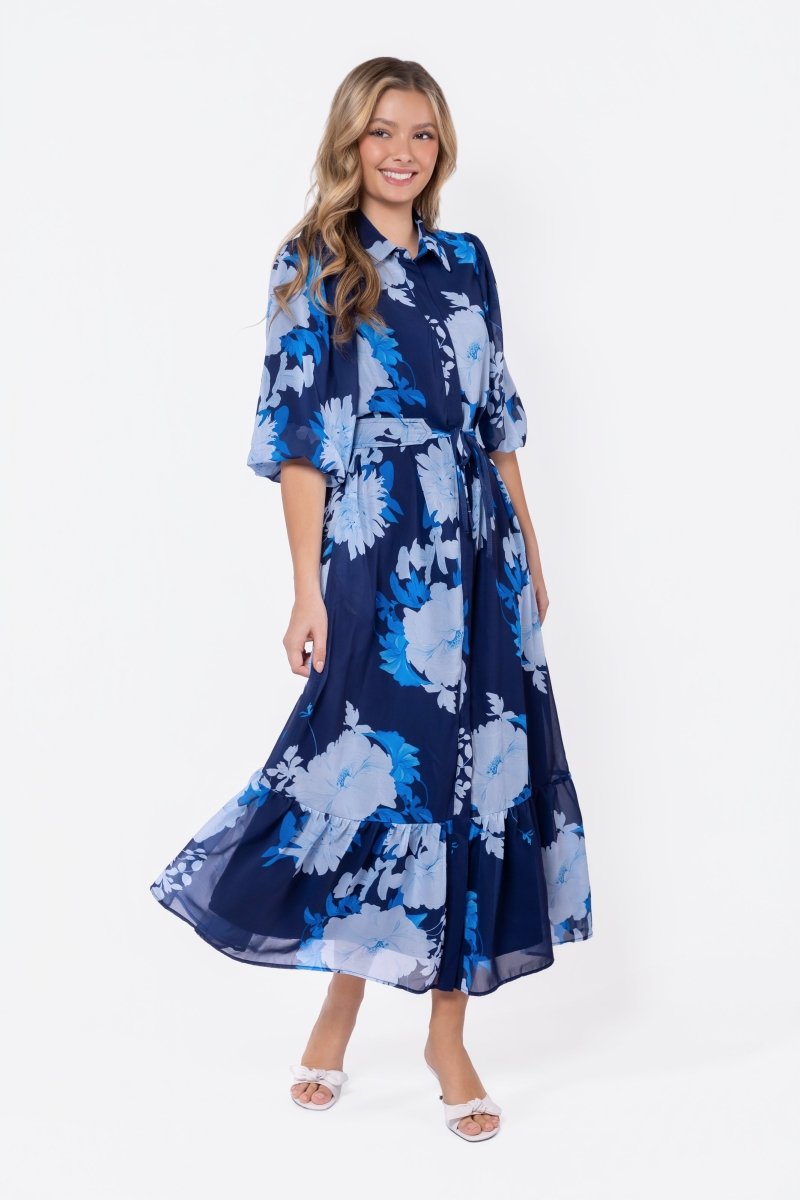 Alice Dress Short Sleeve (Navy/Teal) - Dress - Yakira Bella