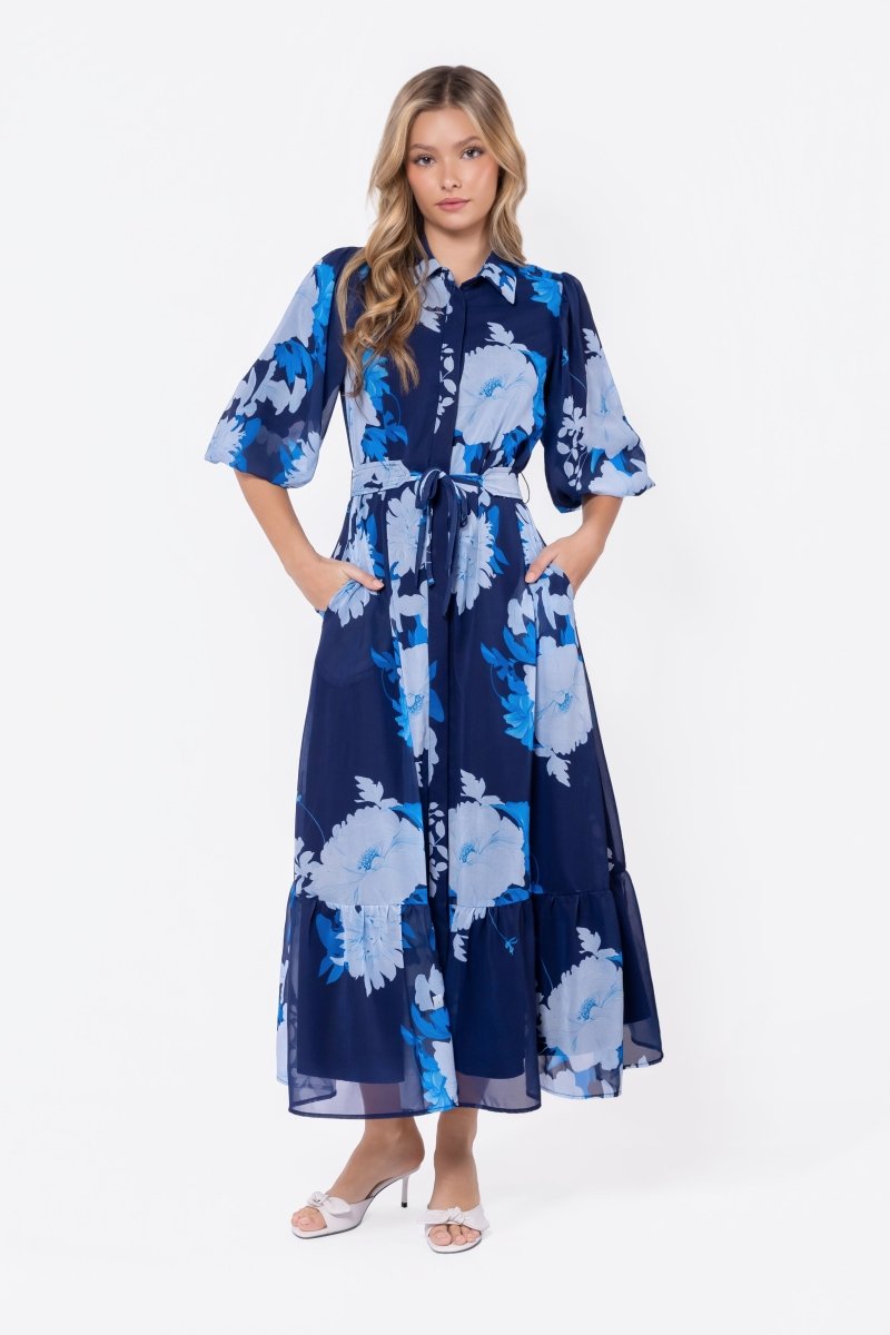 Alice Dress Short Sleeve (Navy/Teal) - Dress - Yakira Bella