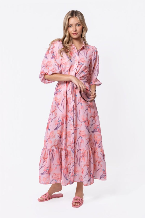 Alice Dress Short Sleeve (Peach Flower) - Dress - Yakira Bella