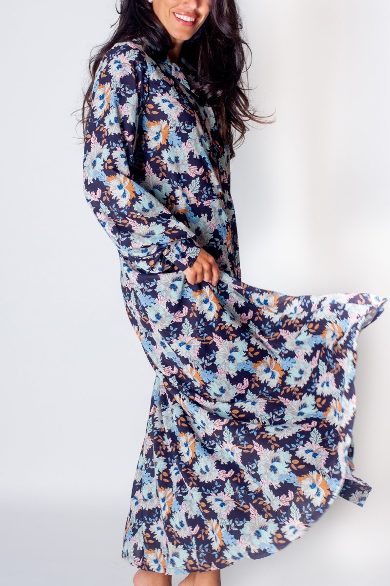 ALINA DRESS (NAVY FLOWER) 49&quot; - Dress - Yakira Bella